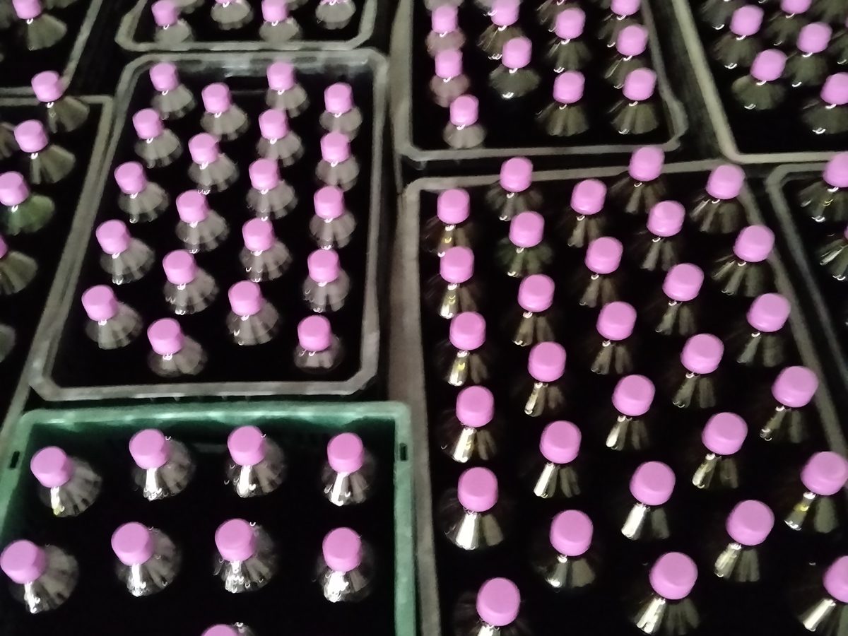 Caixas com garrafas de suco prontas para a entrega